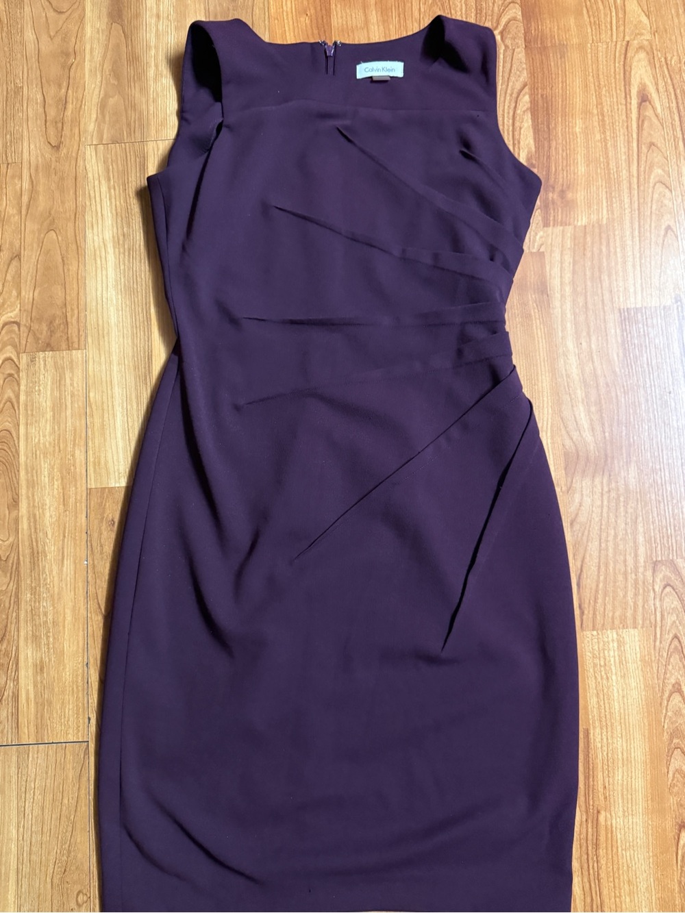 Calvin Klein Plum Sheath Dress with Asymmetric Seams